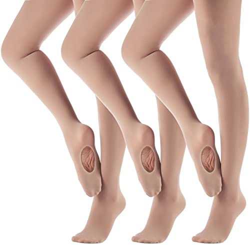 Image of MdnMd Girls' Women's Ballet Tights Ultra Soft Convertible Dance Leggings Transition Tights for Toddler Kids Adult