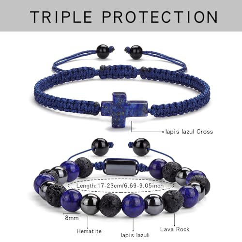 Pulsera Cross Beaded para hombre set 2 piezas miniatura 5