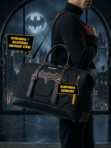 Image of Fur Jaden Batman 40L Canvas Weekender Travel Duffle Cabin Bag with Detachable Shoulder Strap