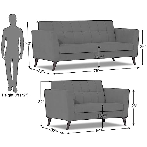 Image of Adorn India Dannis 3+2 5 Seater Sofa Set (Grey) (3 Year Warranty)