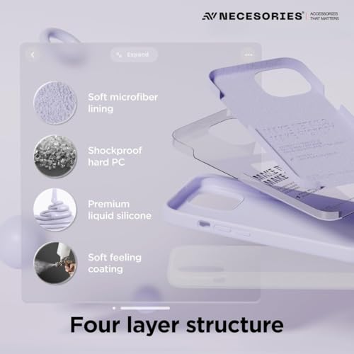 Image of Liquid Silicone Case Compatible for iPhone 15 Lavender | Slim Back Cover | Soft Touch Bumper | Shockproof Drop Protection | Microfiber Cloth Inside | Sleek Solid Design