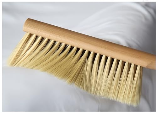 Image of Soft Foxtail Hand Broom Wood Handle for Shop Bench 14 inch (2pcs Yellow) | Soft Bristles Dust Brush for Flour Crumb Counter Upholstery Safa Bed Patio Furniture Garage Woodworking Fireplace Ash Cleanup
