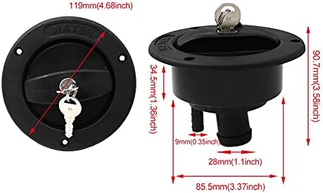 POHOVE RV Fresh Water Locking Cap Round Gravity Fresh Water Filling Hatch Inlet with 2 Keys Motorhome Locking Water Inlet Filler Cap for Camping Trailer Gravity RV(Black)
