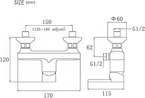 Namuoto Einhebelmischer Duscharmatur Schwarz, Aufputz Brausearmatur Bad, Mischbatterie für Dusche Wandmontage, Einhand-Brausebatterie, Größe G1/2