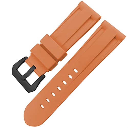 Bracelet silicone Panerai à fermoir papillon sécurisé en acier argenté 26mm