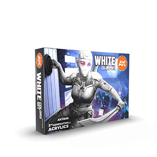 White Colours Set - Acrylic 3g Paints- AK11609