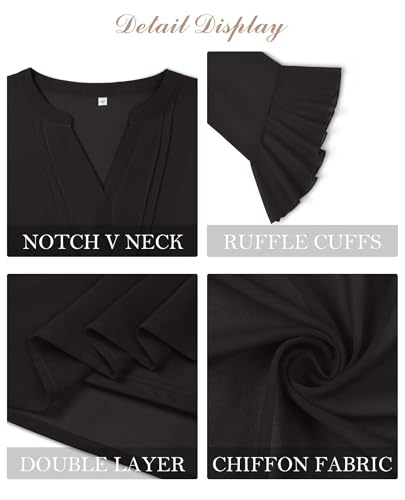 Womens 3/4 Sleeve Tops Dressy Casual Work Office Blouses Chiffon Business Casual Shirts4