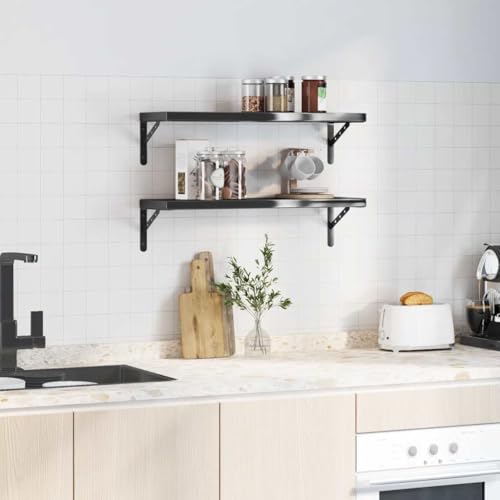 Estantes de pared para ganar espacio, pack de 2 repisas negras de acero 5