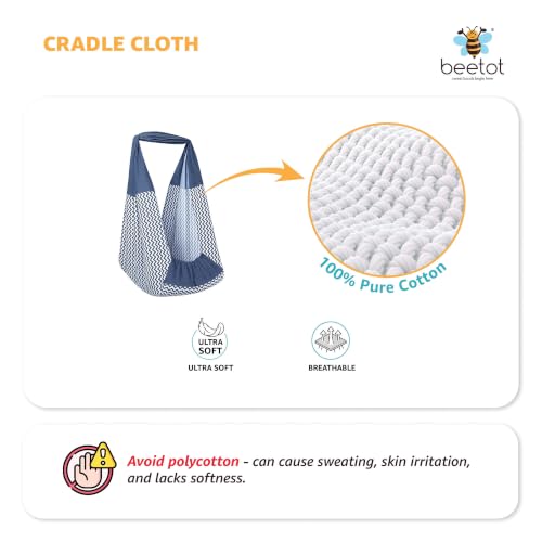Image of Premium Swing Cradle Set | Hanging Swing Cradle, Removable 5-Layer Padded Bed & Mosquito Net | Up to 15 kg | Navy Stripes