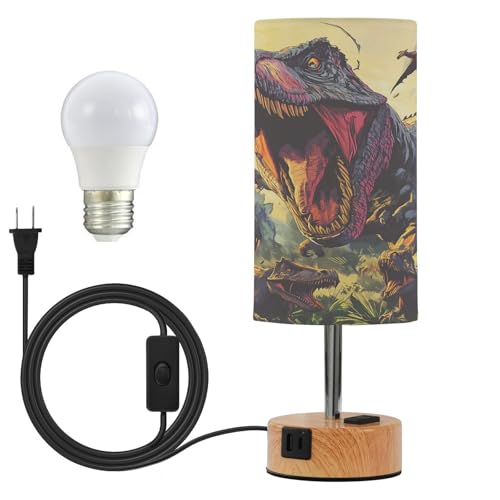 Mnsruu Lámpara de mesita de noche Tyrannosaurus Rex Dinosaurio, lámparas de mesita de noche, 3 vías, regulable, lámpara de control táctil para dormitorio, sala de estar (bombilla incluida)