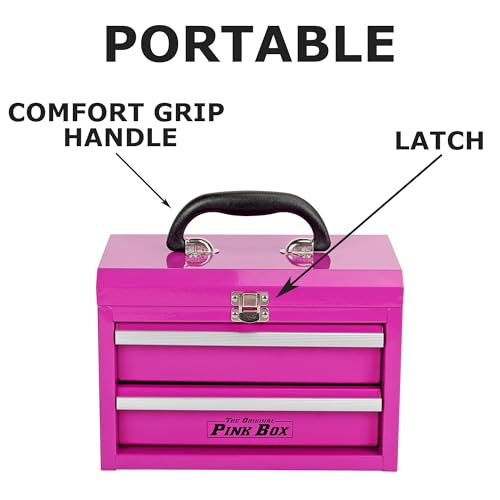 The Original Pink Box 11-Inch 2-Drawer Portable Toolbox, Pink - Image 2
