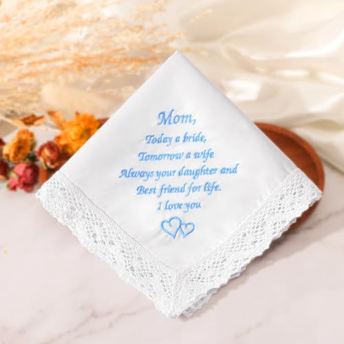 Image of HOULIFE Wedding Handkerchiefs for Bride Something Blue Bride Groom Gift