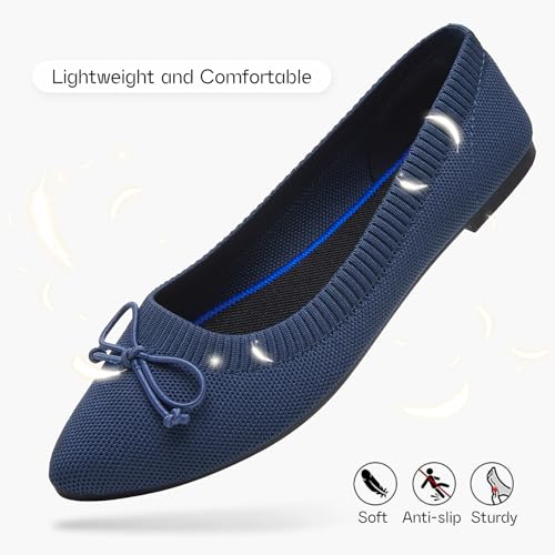 Shupua Women's Flats Black Flats Shoes Pointed Toe Ballet Flats Comfortable Bow Girls Flats Dressy4