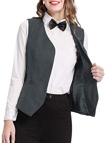 GRACE KARIN Women's V-Neck Slim Fit Office Bottoned Dressy Suit Vest Waistcoats4