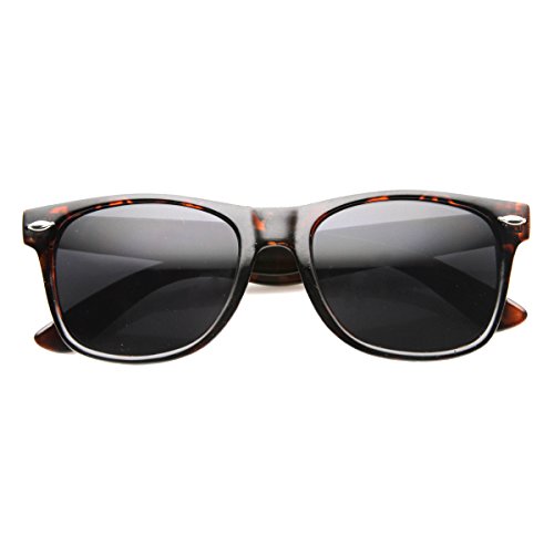 zeroUV Classic Eyewear 80's Retro Large Horn Rimmed Style Sunglasses (Tortoise/Smoke)