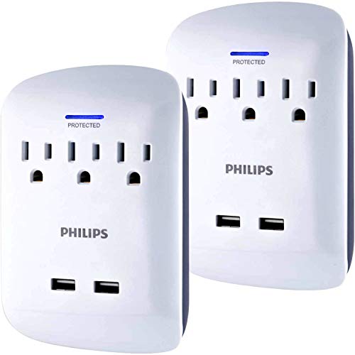 One-Day Sale: Up to 40% Off Philips 3-Outlet Extender with 2-USB Port Surge Protector, 2 Pack, Charging Station, 900 Joules, Grounded Power Adapter, Indicator Light, 3-Prong, 2.4 AMP/12 Watt, ETL Listed, White, SPP6236WB/37 One-Day Sale: Up to 40% Off Philips 3-Outlet Extender with 2-USB Port Surge Protector, 2 Pack, Charging Station, 900 Joules, Grounded Power Adapter, Indicator Light, 3-Prong, 2.4 AMP/12 Watt, ETL Listed, White, SPP6236WB/37
