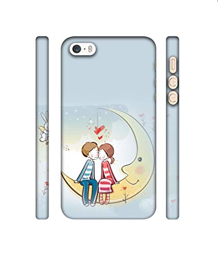 Image of Amazon Brand - Solimo Designer Couple Sitting On Moon 3D Printed Hard Back Case Mobile Cover for Apple iPhone 5 / 5S