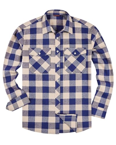 Image of Alimens & Gentle Men's Button Down Regular Fit Long Sleeve Plaid Flannel Casual Shirts