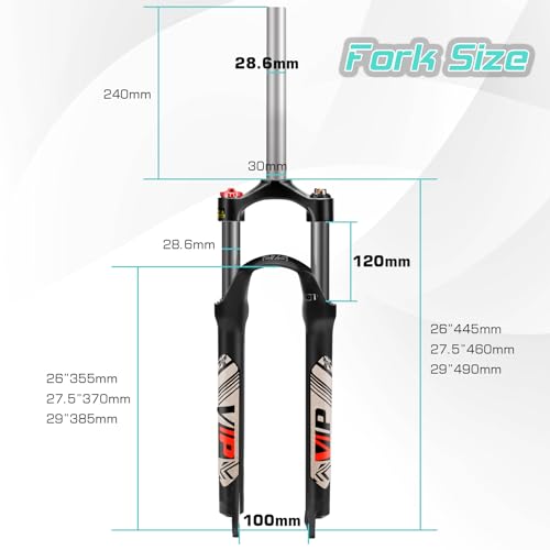 BUCKLOS Horquilla de suspensión MTB 29 con recorrido de 100mm y bloqueo en corona QR 9mm miniatura 4