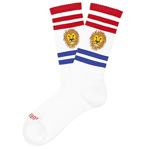 Jimmy Lion Calcetines deportivos para hombre y mujer, blancos con dibujo de león, tallas 36-40, 36 - 40