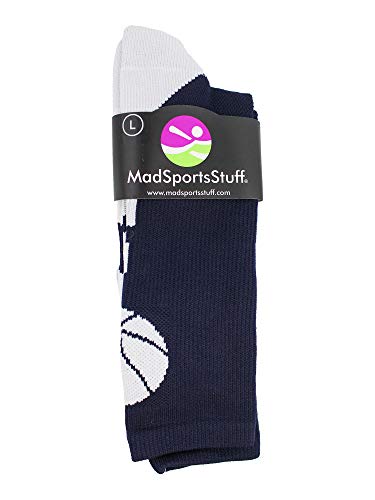 Madsportsstuff LBBPC-BB-179-S Basketball Socks With Basketball Logo Crew Socks thumb #2