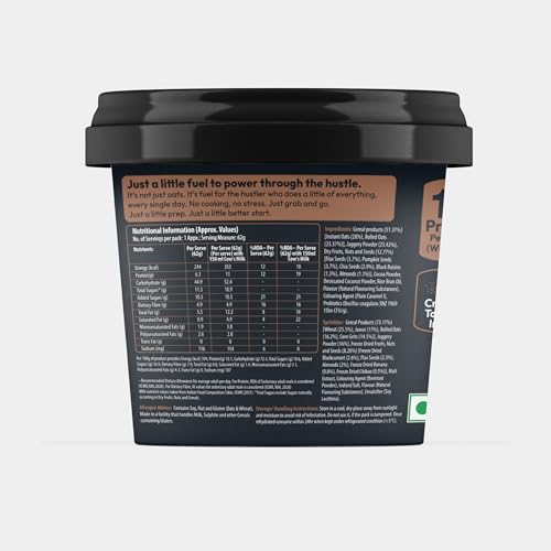 Image of True Elements Overnight Oats Choco Bae 62g Pack of 3 | Ready-to-Eat Breakfast | High Protein, Fibre & Chocolate Flavour | Healthy Instant Oats Snack
