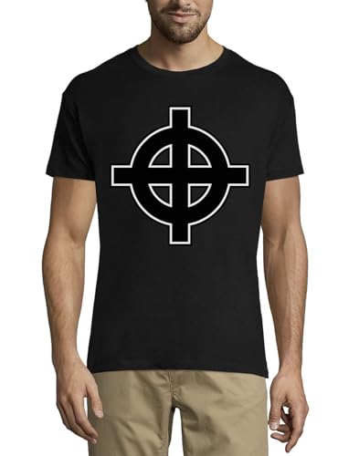 T-shirt col rond celtique croix païenne coton homme noir mode alternative
