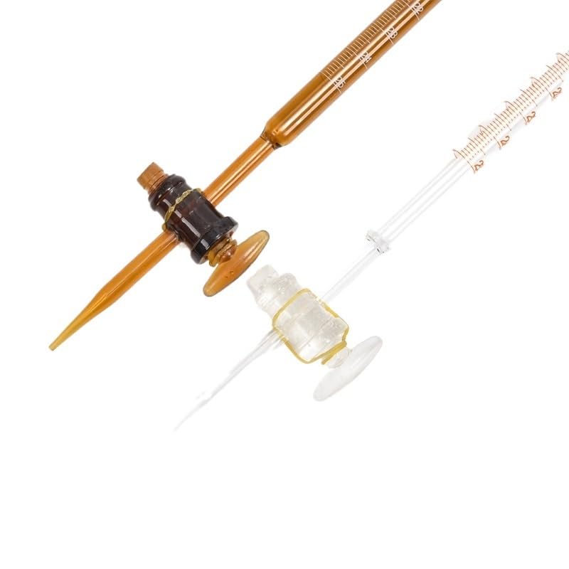 Bureta de Vidrio Borosilicato Clase A - 10ml, 25ml, 50ml para Titulación Precisa con Llave PTFE(Blue-white Transparent 50ml)