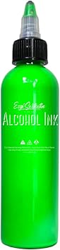 Premium Alcohol Ink Metallic Neon Green |Metallic and Vibrant|High Saturated Unique Colors|For Tumblers, Coasters, Resin Dye, Alcohol Ink Paper, Yupo, Resin Petri Dish|4 oz by volume|by Ezgi Sertcetin