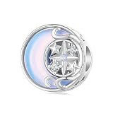 VOROCO Coffee Moon Star Dream Catcher Charms for Bracelet Sterling Silver Beads Charm for Bracelet and Necklace DIY Charm Jewelry Gifts for Women (moon stars)