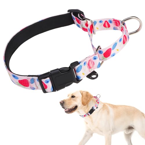 Image of Martingale Collar for Dogs for Small Medium Large Dogs, Soft Padded Nylon No Pull Dog Collar with Buckle, Adjustable No Slip Heavy Duty Durable Puppy Training Collar for Boys Girls, Pink L