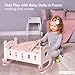 ROBOTIME Baby Doll Crib, Doll Bed for 18–24 Inch Dolls, Wooden Doll Cradle with Mattress, Pillow & Quilt, Pretend Play Doll Furniture Gift for Girls & Boys Ages 3+