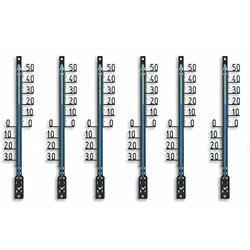 TFA Dostmann 6er-Set Analog-Außenthermometer, 95.1030, für den Außenbereich geeignet, wetterfest, 16 cm hoch, schwarz