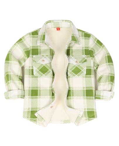 Image of ThCreasa Boys Sherpa Lined Plaid Button Shirt Jacket | Full Thermal Lining, Buffalo Plaid Shacket, Button Down, Family Matching Shirt, Dress Shirt Style, Cozy Winter Fall Outerwear