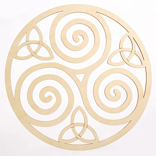 Fourth Level Mfg. Designs Triskele Knot Wooden Wall Art (I Irish Symbols,Celtic Triple Spiral, Celtic Decor, Irish Wall Art, Triple Helix Spiral) Natural Wood