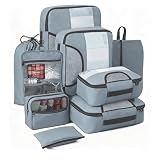 Lot de 8 cubes d'emballage de voyage avec fenêtres transparentes en EVA...
