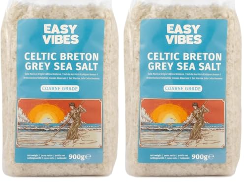 Easy Vibes - Sal Celta - Sal Marina Gris Bretona Gruesa (900g) | (Paquete de 2)