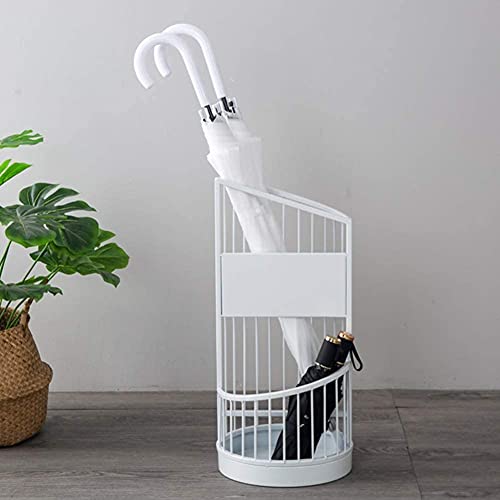 Lar - Soporte de metal para paraguas – Cubo blanco Slish para la entrada del hogar y el hotel, alto 60 cm, perfecto para paraguas pequeños y pequeños