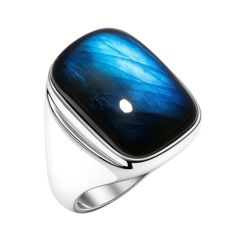 Bague en labradorite naturelle le cadeau idéal et moderne en argent pour femme taille 60