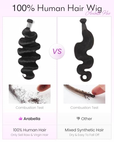 Arabella Bundles Human Hair Body Wave Hair Bundles Human Hair (16 18 20 Inch) Natural Black 100% Unprocessed Brazilian Virgin Hair 12A Weave Sew in Bundles Human Hair 3 Bundles Human Hair - Image 3