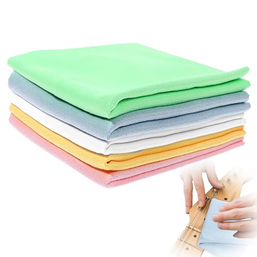 BOHUIZ 5 Stück Instrumenten Reinigungstuch, 30x30cm Reinigungstücher Silberputztuch Musikinstrument Putztuch Gitarre Reinigungstücher Microfiber Cloth für Gitarre Violine Klavier Saxophon Querflöte