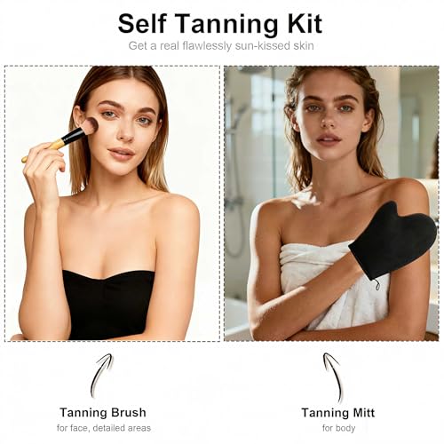 Image of 2 in 1 Set Tanning Mitt Self Tanner Mitt Self Tanning Mitt - Self Tan Mitt Tanning Glove Tanning Mitts Self Tanner Brush for Self Tan Mit for Streak-Resistant Tanning Application for Lotion,Face,Body