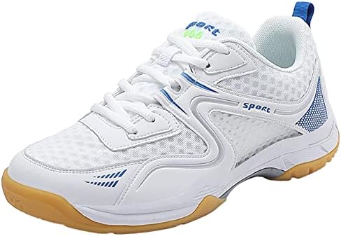 VEACAM Tennis Shoes for Men Pickleball Badminton Trainers Breathable Indoor Court Training Shoe Outdoor Racketball Squash Volleyball Sneaker,White,10.5