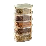 Lot de récipients à épices empilables, organiseur hermétique multicouches avec étui de transport portable, bocaux de voyage anti fuite pour condiments, grains de café, idéal pour le camping, le coc