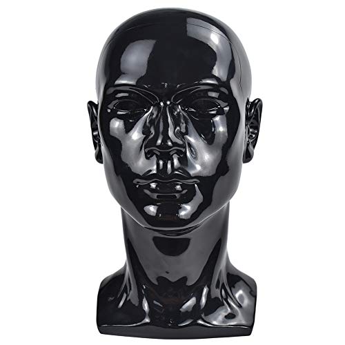 Ba Sha - Cabeza de maniquí profesional para hombre, color negro brillante