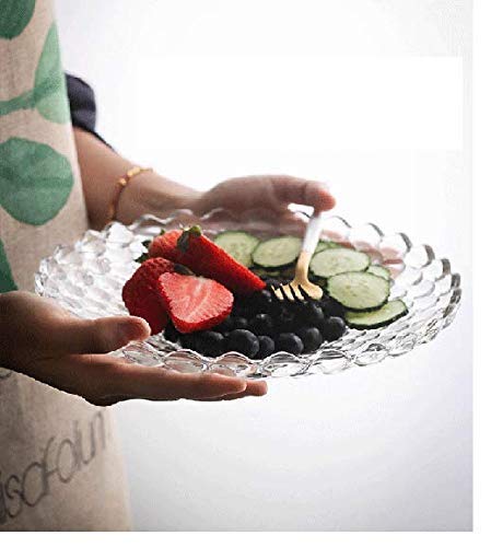 Home-Cart Tray Crystal Glass Fruit Bowl Plate-Bubble Pattern 24.5 cm 1