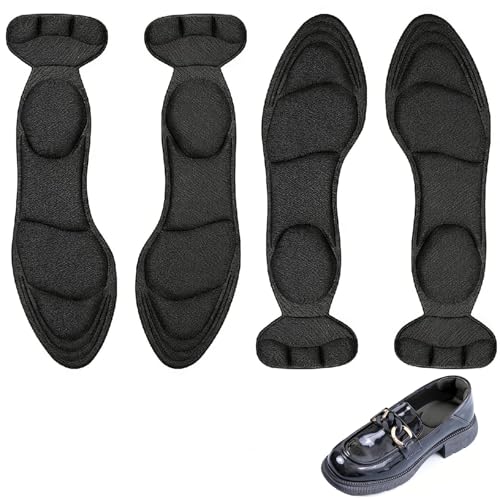 YANAJIAJIA 2 Pairs Black Insoles for Shoes that are Too Big Soft Foam Shoe Insoles for Women Adjustable Filler for Loose Shoes Comfortable Heel Grips and Insoles for Women Universal Fit