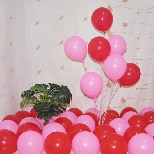 Image of 200 Pcs Pink Red Balloons 5 Inch Pink and Red Latex Small Balloon Garland Arch Kit for Valentine's Day Baby Shower Birthday Bridal Shower Wedding Anniversary Party Decorations