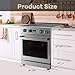 30 Inch Freestanding Electric Range Oven, 4.8 Cu.Ft Stainless Steel Stove with 4 Burners Smooth Glass Cooktop, 6 Cooking Modes, Built-In Timer, 14900W Professional Kitchen Appliance, Silver