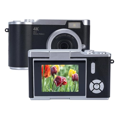 Fotocamera digitale 1080P HD Display 8X Zoom elettronico Videocamera Vlogging Camera HD Handycam per principianti adolescenti 2.4 pollici 48 mega pixel nero